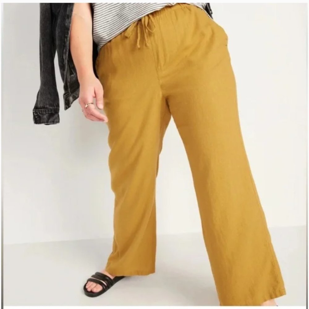 Old Navy Yellow Wide Leg Linen Pants